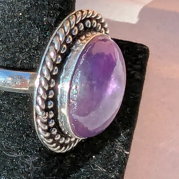 STERLING SILVER RING AMETHYST GEMSTONE - Picture 4 of 6